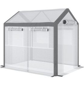 8' L x 6' W x 7' H Outdoor Walk-In Tunnel Greenhouse with Roll-up Windows;  2 Zippered Doors;  & Weather Cover 8' L x 6' W x 7' H Outdoor Walk-In Tunnel Greenhouse with Roll-up Windows;  2 Zippered Doors;  & Weather Cover